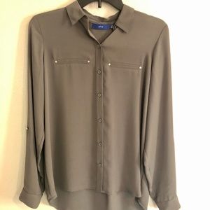 Olive/Tan. Button up blouse. Apt 9. Size S